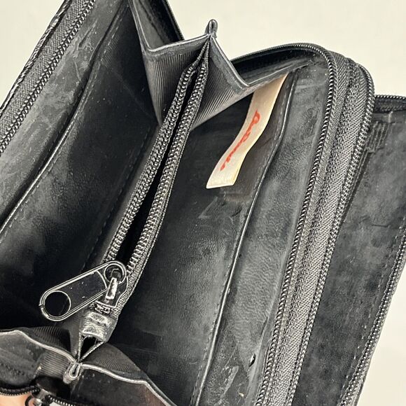 Lee Sands Eel Skin Black Zip Around Wallet 12 Slots Excellent Condition - Picture 4 of 4